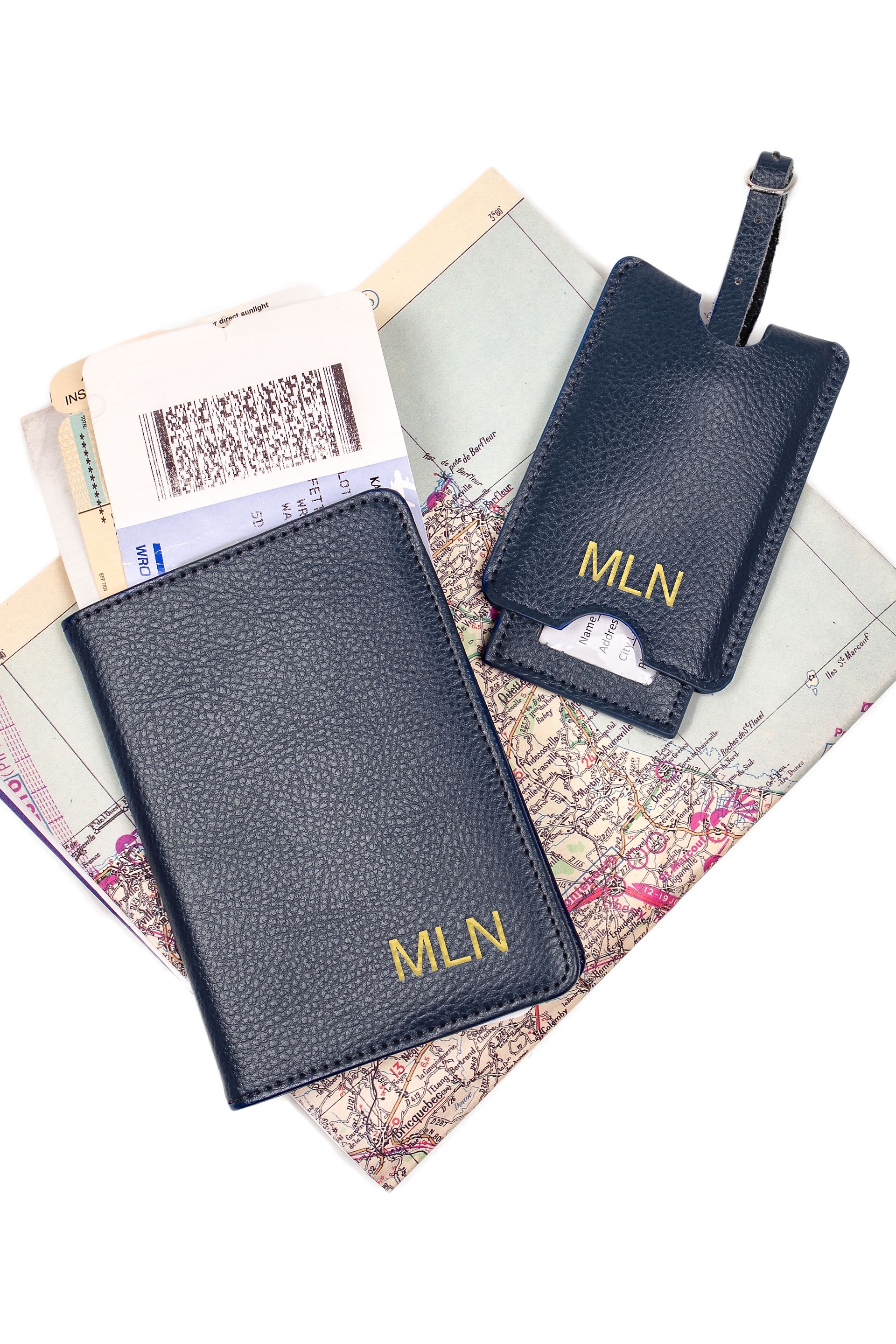 Personalized Leather Passport and Luggage Tag Set | David's Bridal